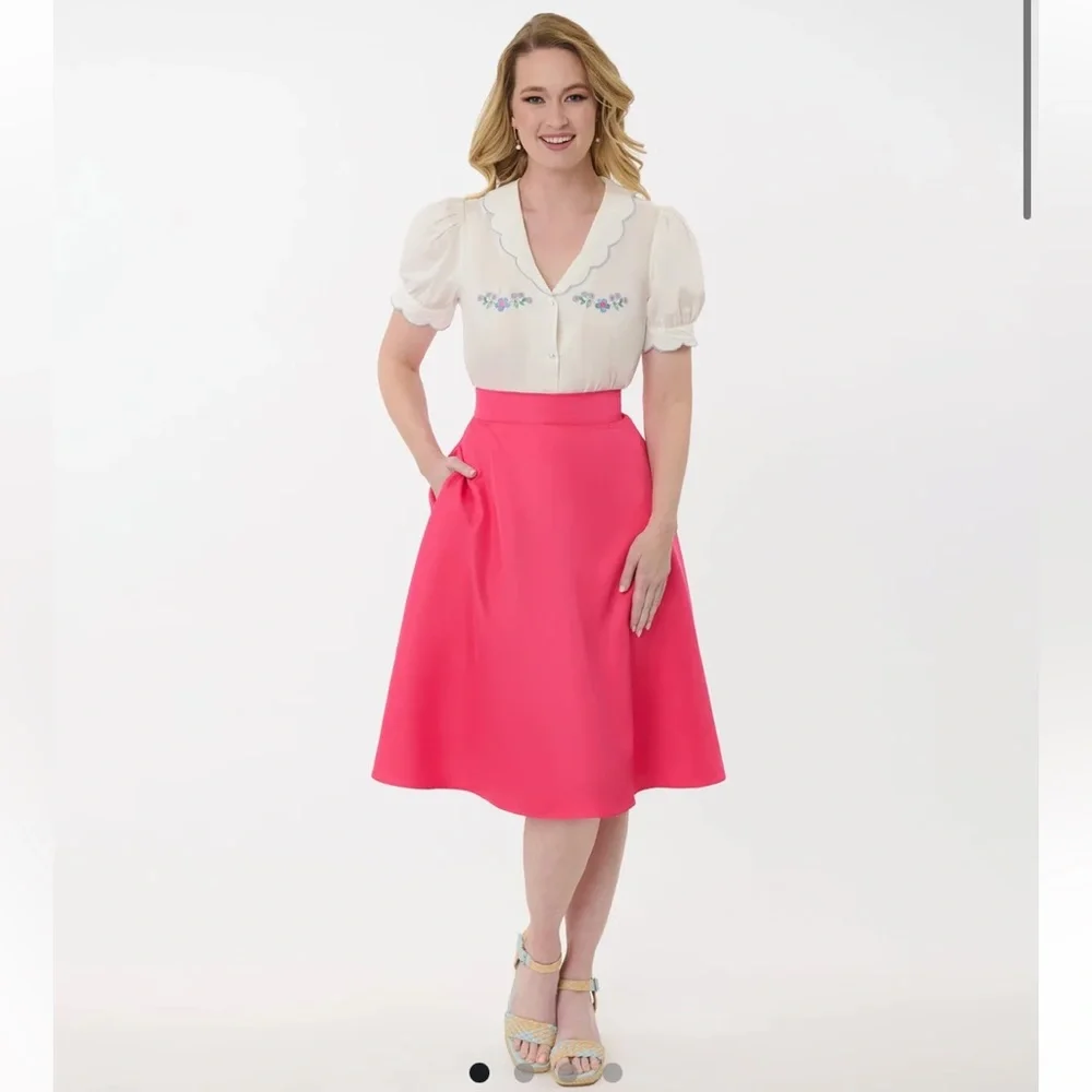NWT Unique Vintage 1950s
Hot Pink High Waist
Vivian Swing Skirt - Picture 1 of 13